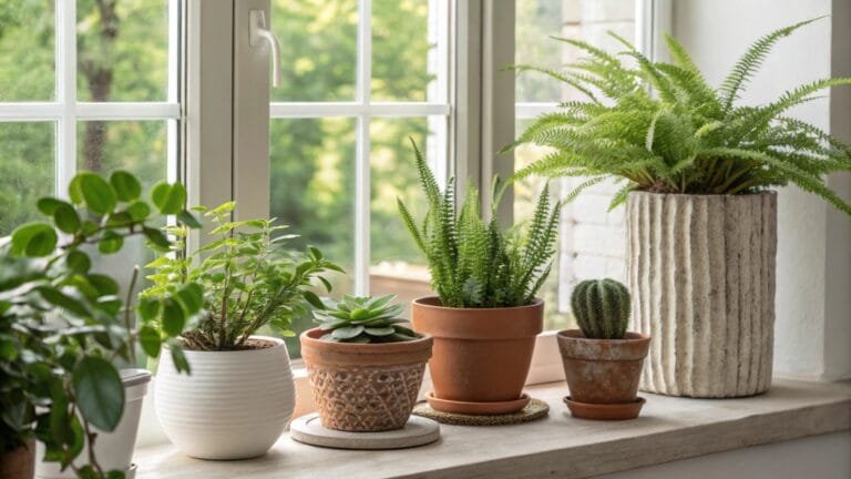 A variety of indoor plant pots on display