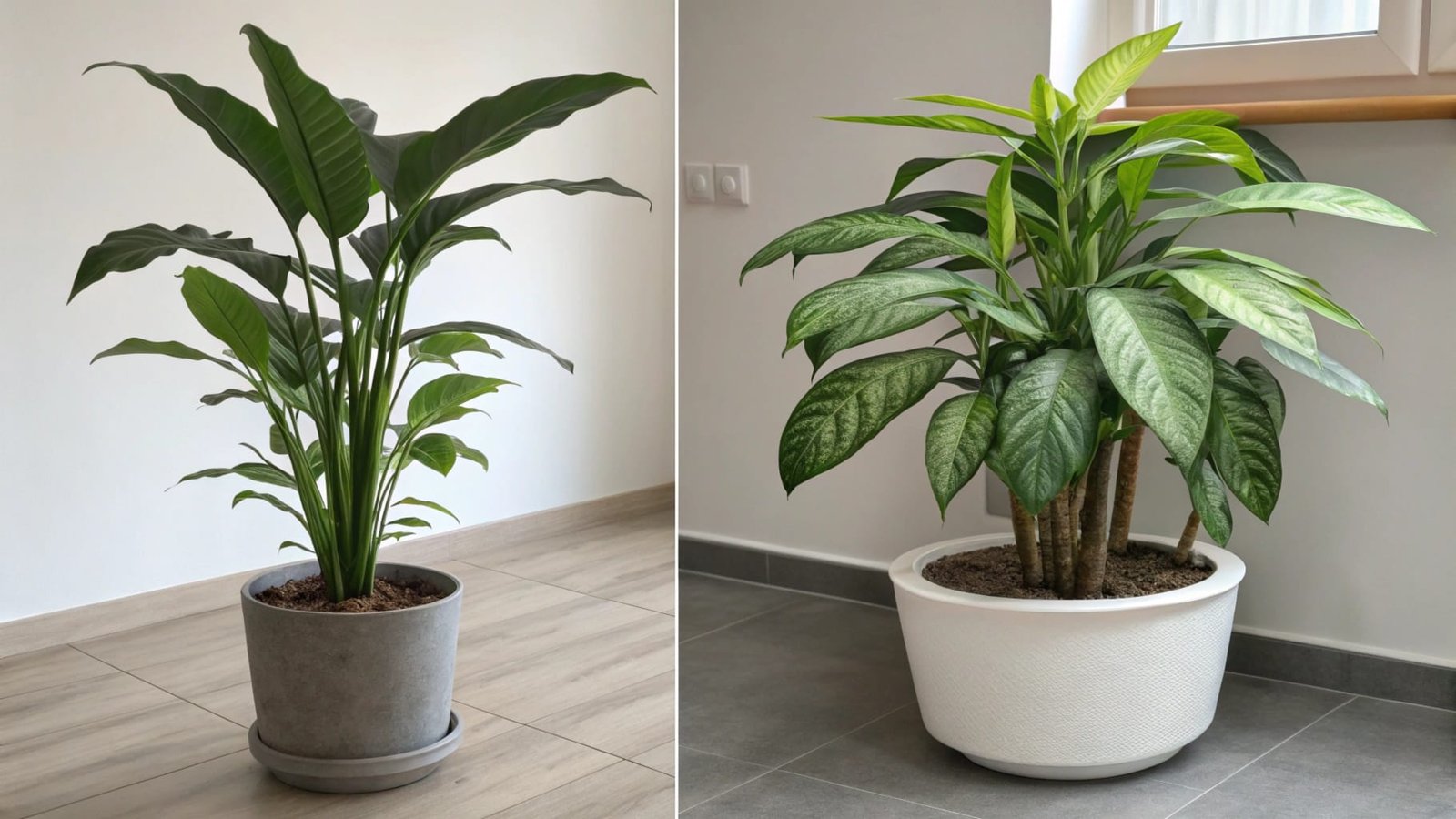 Comparison of two indoor plant pots side by side