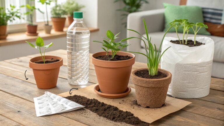 illustration of a step-by-step guide for creating a low-cost planter