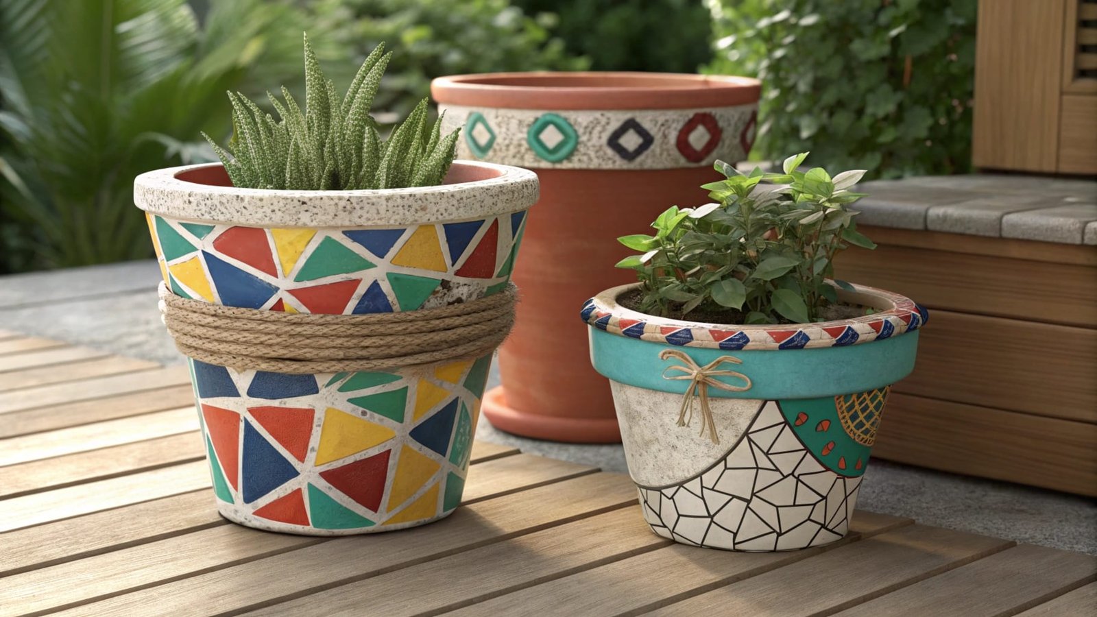 decorative plant pots on display