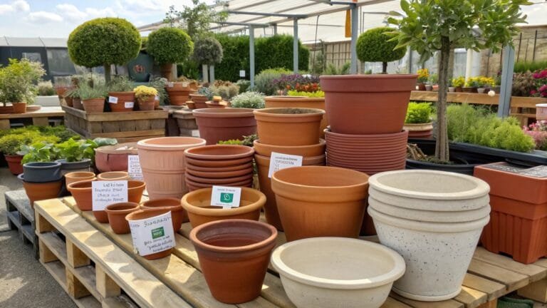 flower pots on the rack