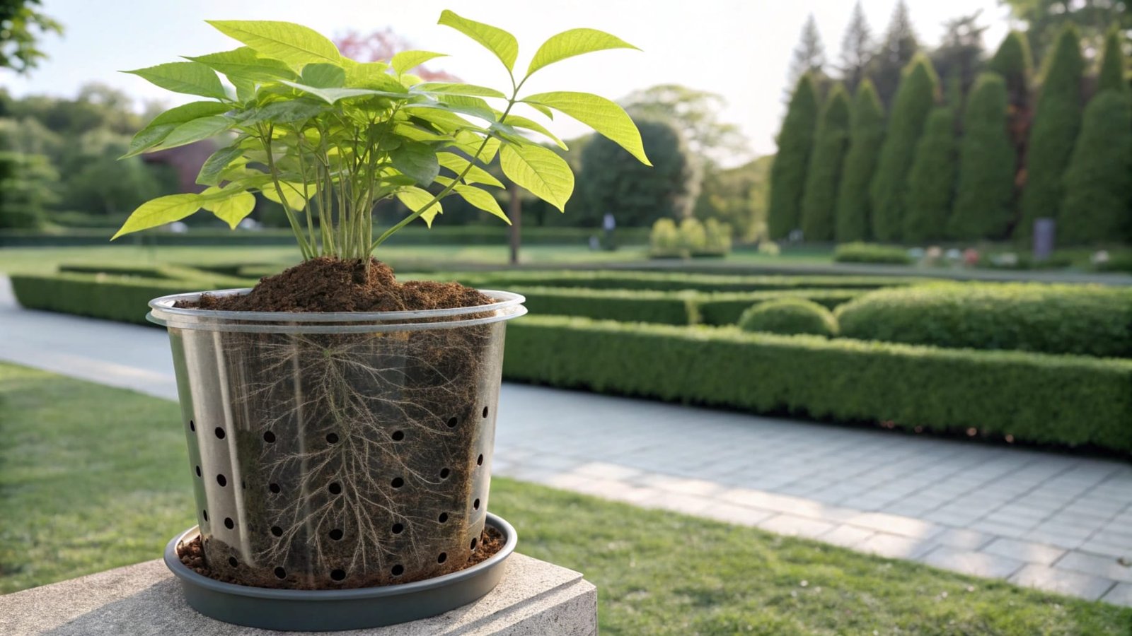 Modern flowerpot setup with natural tones